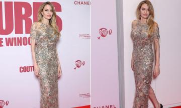 Angelina Jolie walks ‘Couture’ premiere in sheer, metallic floor gown