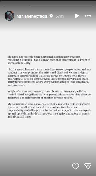 Hania Aamir makes her stance clear on Umer Mukhtar harassment case